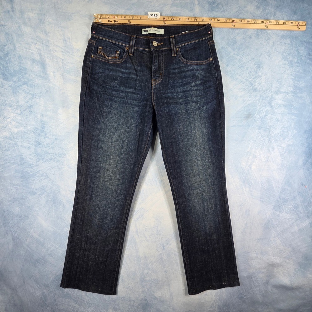Levis 505 Straight Leg Jeans Womens 27 Dark Wash Flap Pocket Denim Blue 3126